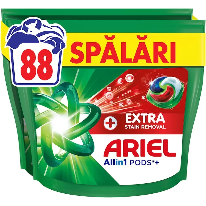 Detergent de rufe capsule Ariel Allin1 PODS + Extra Stain Removal, 88 Spalari