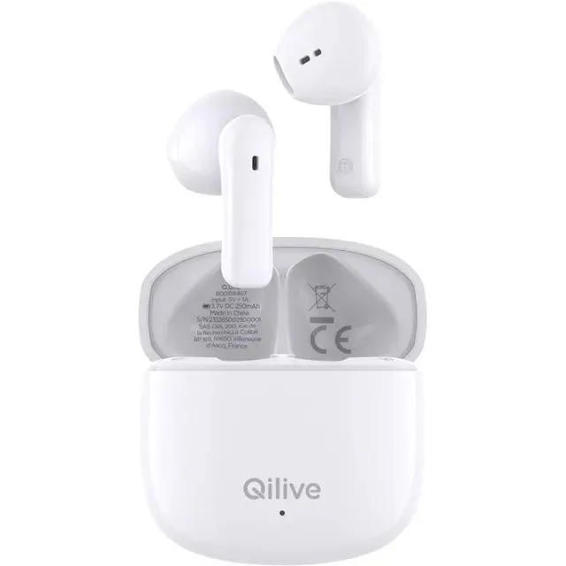 Casti audio fara fir Qilive Q.1242, Noise cancelling, alb