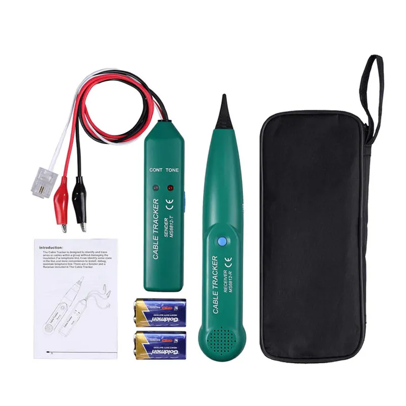 Tester de continuitate a cablurilor, Rqiurpn, Detector de intreruperi de scurtcircuit, Incl, Carcasa de protectie si 2 baterii de 9V, Verde