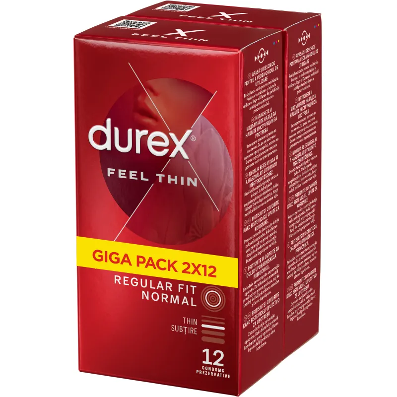 Prezervative Durex Feel Thin, 2 x 12 buc