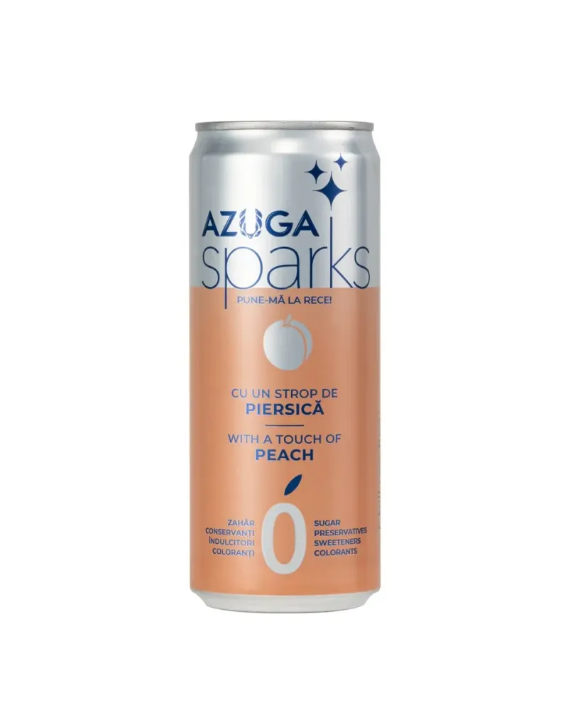 Bautura carbogazoasa cu extract de piersica Azuga Sparks, 0.33 l