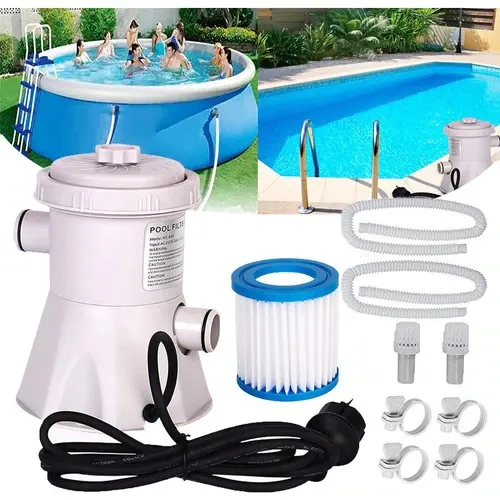 Juksun Pompa de filtrare electrica pentru piscina, debit apa 1132 L/h, sistem filtrare eficient, material PP+ABS durabil, instalare usoara