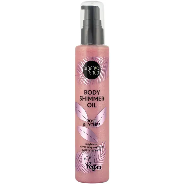 Ulei de corp cu sclipici Organic Shop Rose & Lychee, 100 ml