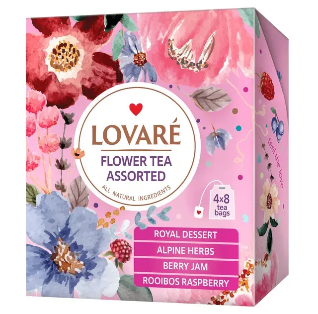 Colectie de ceai de plante asortat Lovare Flower Tea Assorted, 32 pliculete