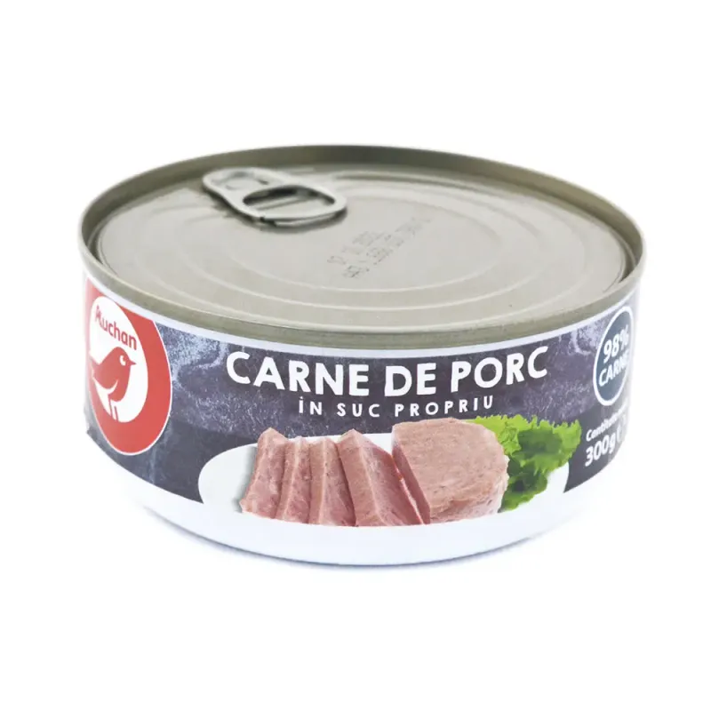Carne de porc in suc propriu Auchan, 300 g