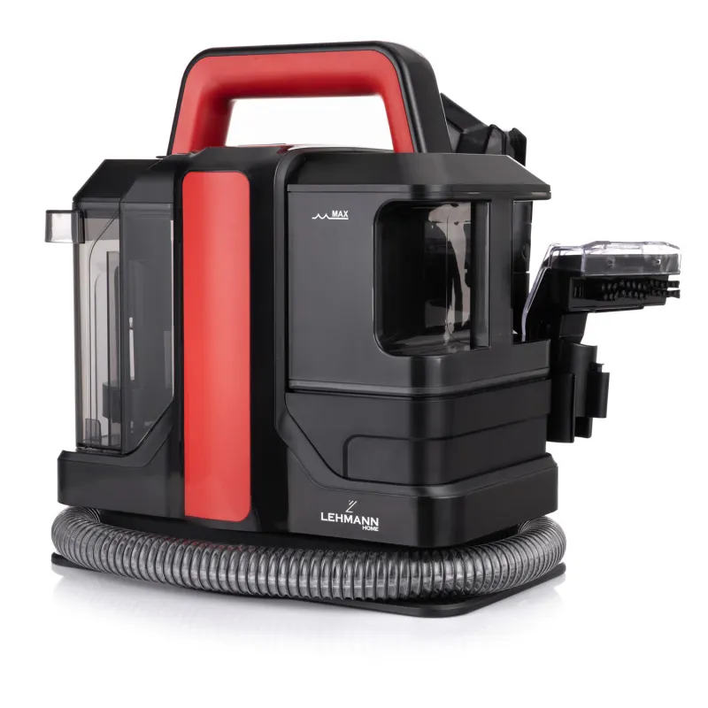 Aspirator cu spalare Lehmann Easywash, profesional, Injectie-Extractie, umed/uscat, putere de aspiratie 15kPa, IPX4, rezervor pentru apa curata 1.08L, rezervor pentru apa murdara 0.8L, 31.5x24x35.5 cm, 4.5kg, negru/rosu