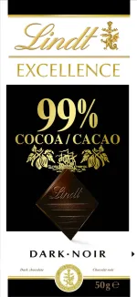 Ciocolata neagra cu 99% cacao Lindt Excellence, 50 g