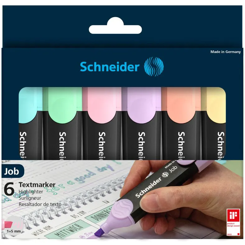 Textmarker Schneider Job Pastel 6/set