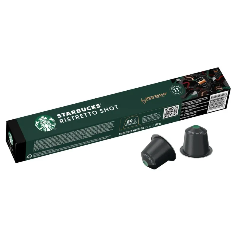 Capsule cafea Starbucks Ristretto Shot, compatibile Nespresso, 10 capsule