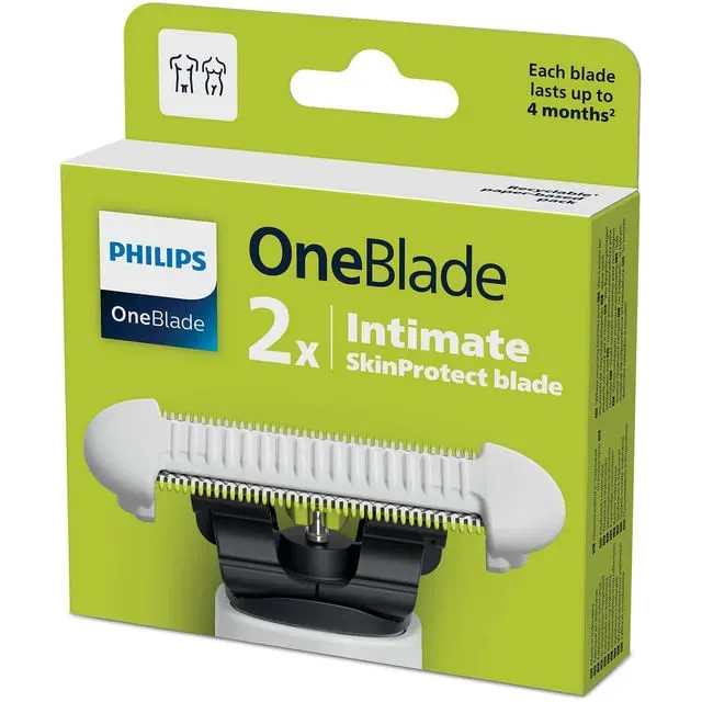 Rezerve aparat de ras Philips OneBlade Intimate QP229/52, compatibile cu aparatele OneBlade, 2 bucati