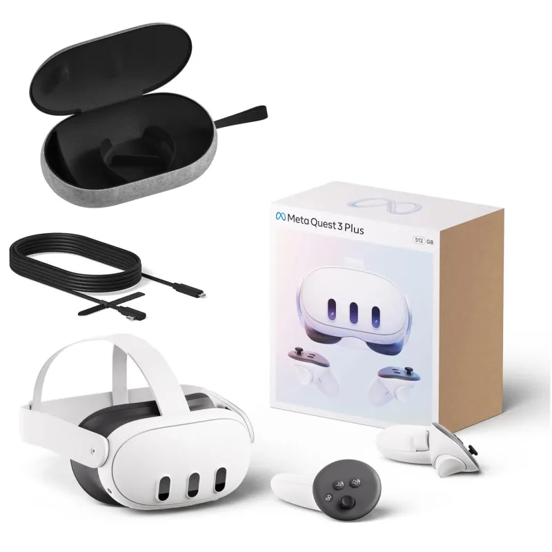 Set ochelari VR Meta Quest 3 Plus, 512GB, include Link Cable si Carrying Case