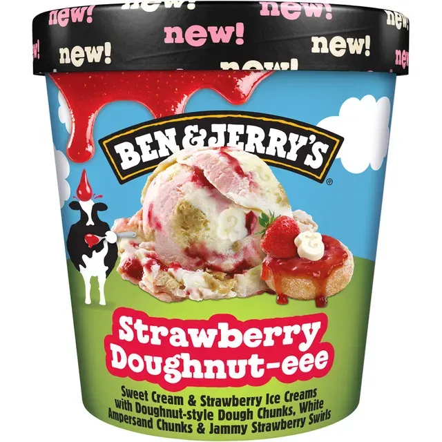 Inghetata Ben & Jerry's Strawberry Doughnut-eee, 465 ml
