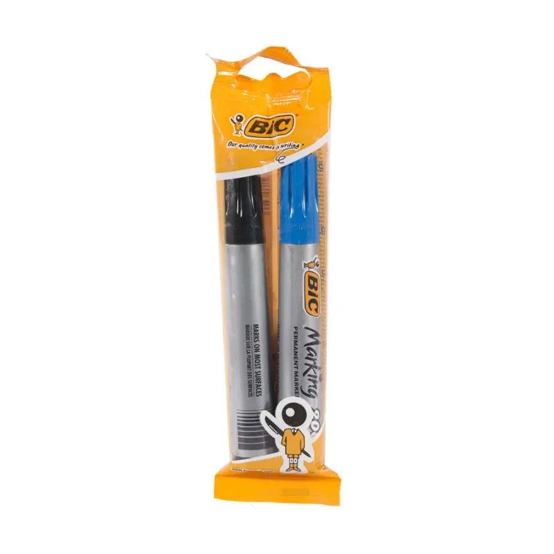 Marker permanent Bic 2000, negru si albastru, 2 bucati