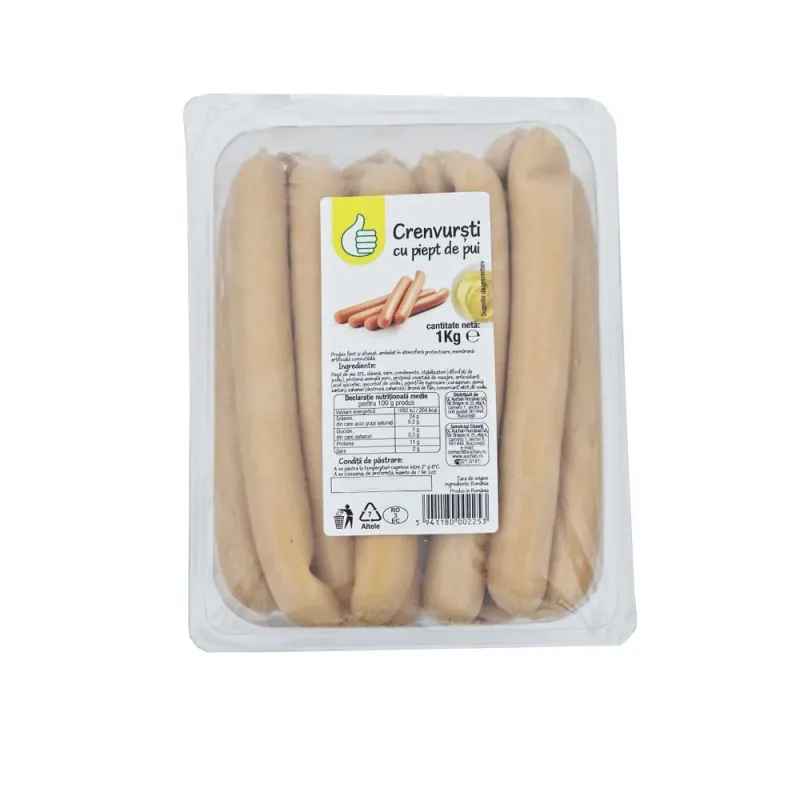 Crenvursti cu piept de pui Pouce, 1 kg