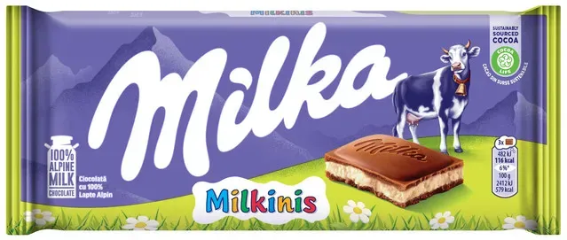Ciocolata cu lapte si umplutura cu crema de lapte Milka Milkinis, 100 g