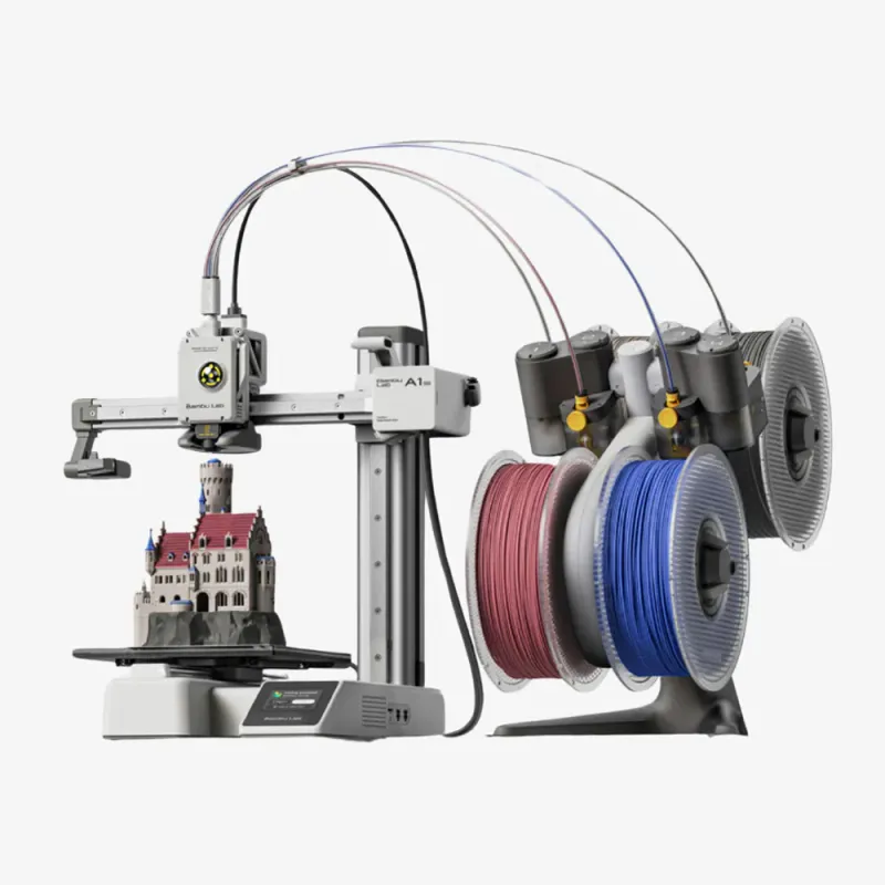 Imprimantă 3D Bambu Lab A1 Mini + AMS Lite Combo, dimensiuni 180x180x180mm, Albă