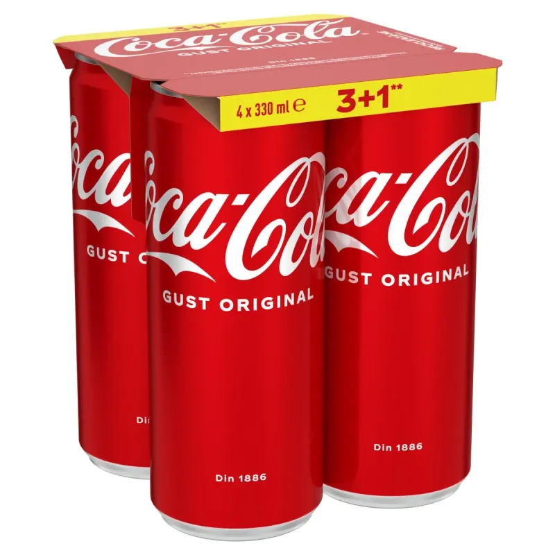 Bautura carbogazoasa Coca-Cola Gust Original, 3+1 x 0.33 l