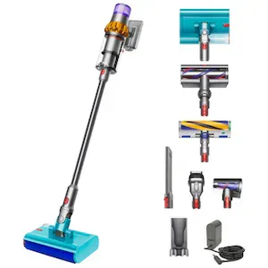 Aspirator vertical cu spalare Dyson V15s Detect Submarine 448798-01, 660 W, 0.76 l, 240 AW, autonomie 60 minute, galben/nichel