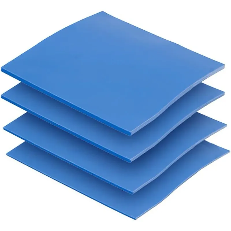 Set pad-uri termice JENUOS, 100x100mm, Silicon, Rezistenta la temperatura -40-200 (℃), 4 grosimi 0.5/1/1.5/2mm, Potrivit pentru placi grafice, memorie video, cipuri etc, Albastru
