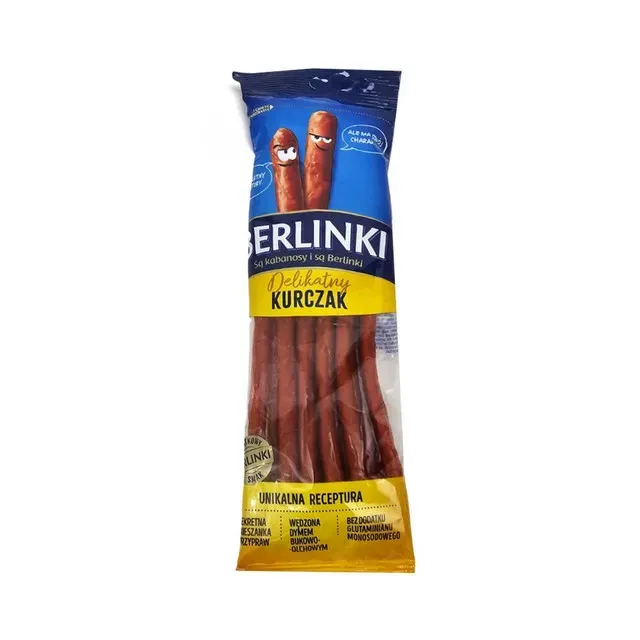 Carnati sticks cu pui Berlinki, 85 g