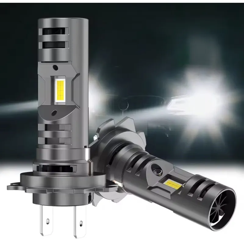 Set 2 Becuri Auto LED H7, AutoREY®, Bec H7 LED, 120W, 6000K, Cu 2 Ventilatoare Pentru Racire, Chipuri 3570 CSP Ultra Luminoase, Lumina Alb Rece Puternica, Alimentare 12V, Durata Lunga De Viata, Instalare Plug & Play, Performanta Ridicata
