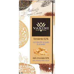 Ciocolata neagra 62% cu biscuiti cu aroma de amaretto 100g