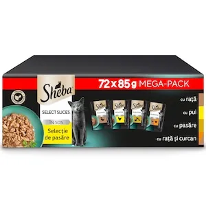 Hrana umeda pentru pisici, Sheba Select Slices, Pui in sos, 72 x 85g