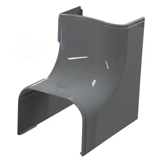 Curba unghi interior canal OPTIMA CAI 75-OPT, PVC rigid gri antracit, sistem prindere ultrarapid cu interblocare, finisaj premium, rezistent la socuri si UV, vopsibil, ideala pentru trasee frigorifice si instalatii HVAC