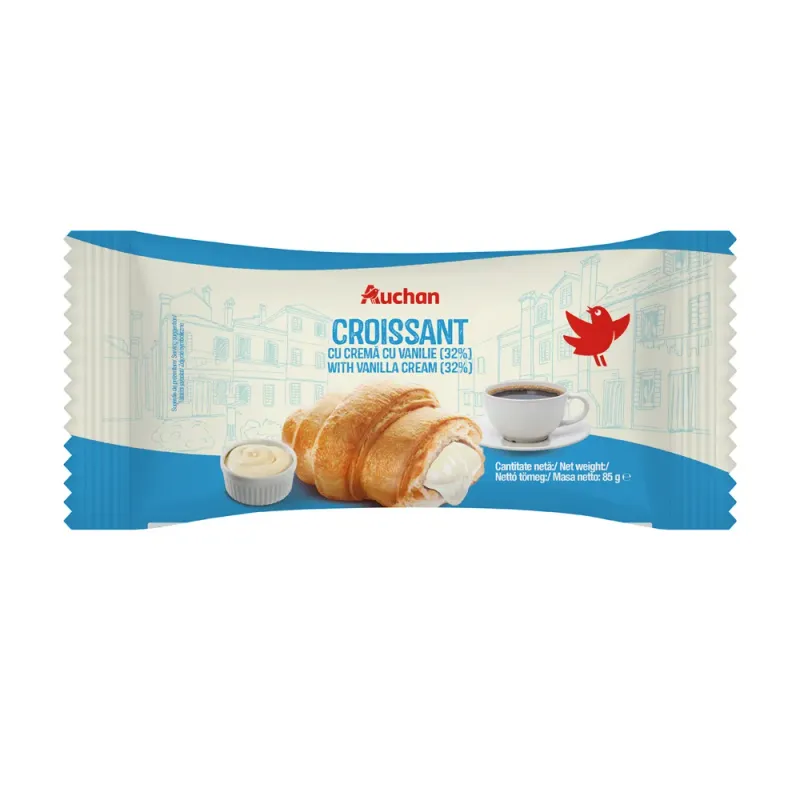 Croissant cu crema cu vanilie Auchan, 85 g Croissant cu crema cu vanilie Auchan, 85 g