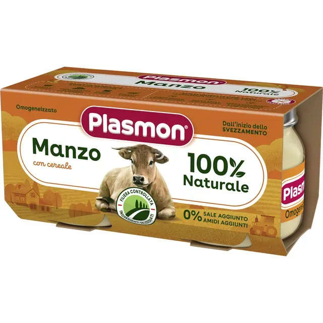 Piure din carne de vita Plasmon, fara gluten, de la 4 luni, 2 x 80 g