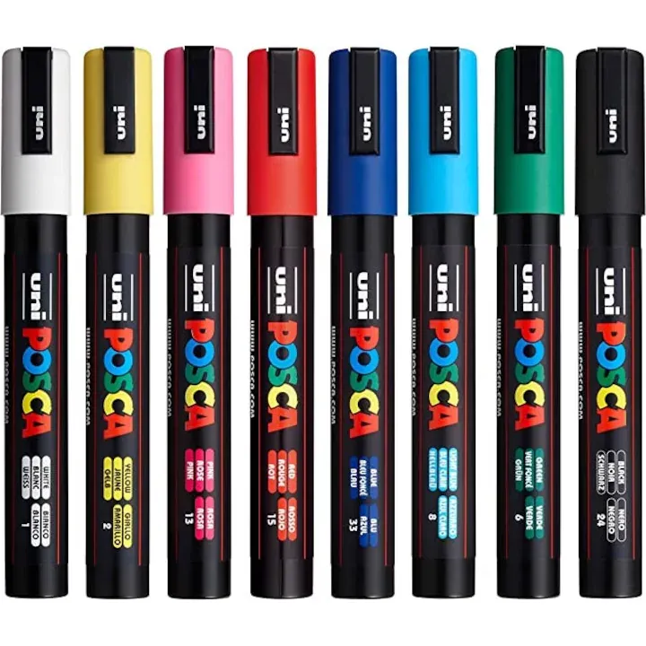 Set 8 markere, Posca PC5M, cu varf mediu, multicolor