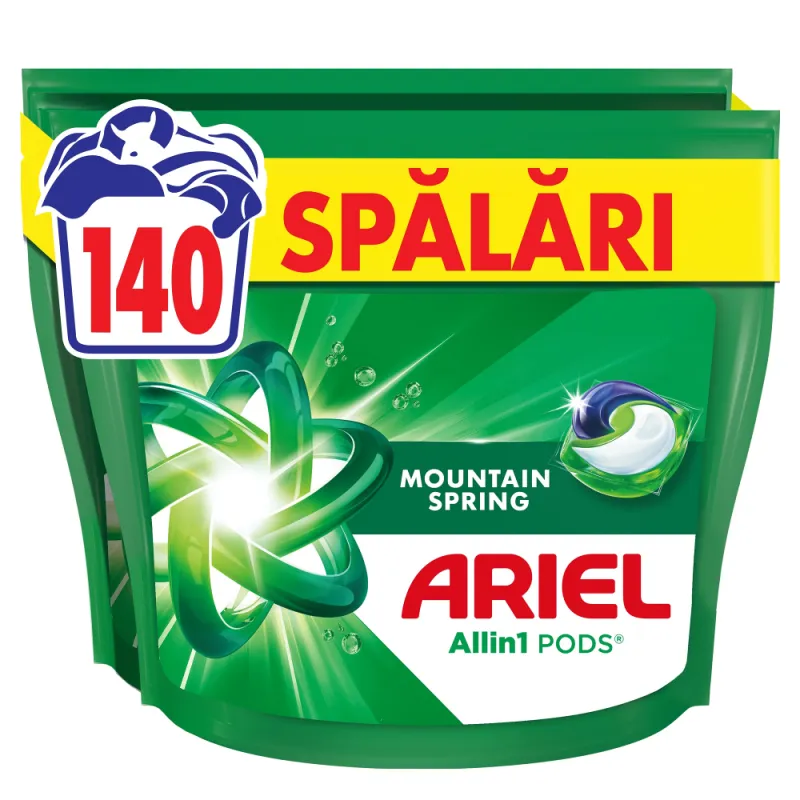 Detergent de rufe capsule Ariel Allin1 PODS Mountain Spring, 140 Spalari