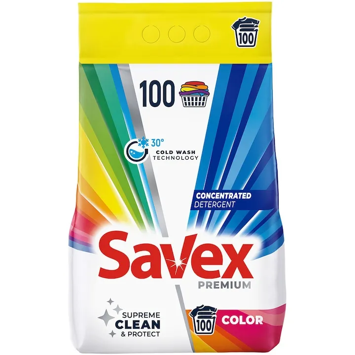 Detergent pudra Savex Premium Color, 8kg, 100 de spalari