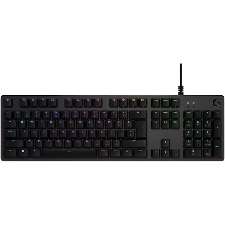 Tastatura mecanica gaming Logitech G512 RGB Lightsync, Switch GX Brown, Negru Carbon