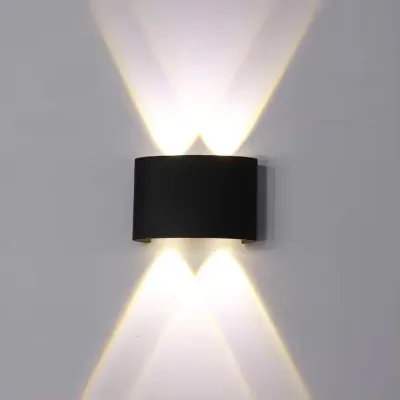 Aplica LED de perete, NEXTLY, 4 Leduri, lumina sus si jos, iluminat exterior si interior, 4W, 3000K, lumina calda, IP65, aluminiu, negru