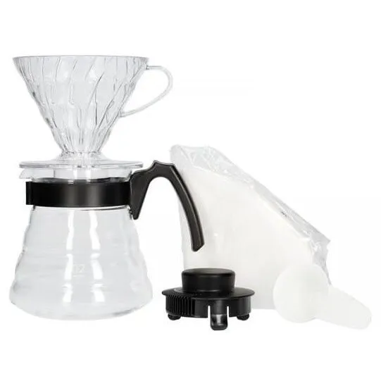 Set cafea V60 Dripper, Server, Filtre, Pizca del Mundo, Transparent