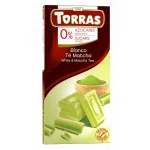 Ciocolata alba cu ceai matcha Torras, fara zahar si fara gluten, 75 g