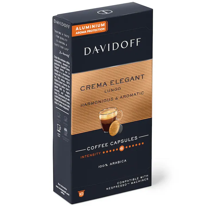 Cafea capsule, Davidoff Café Crema Elegant Lungo, compatibile Nespresso, 10 buc, 55 g