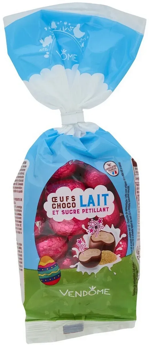 Oua de ciocolata cu lapte, crema cu lapte si cristale de zahar Vendome, 200 g