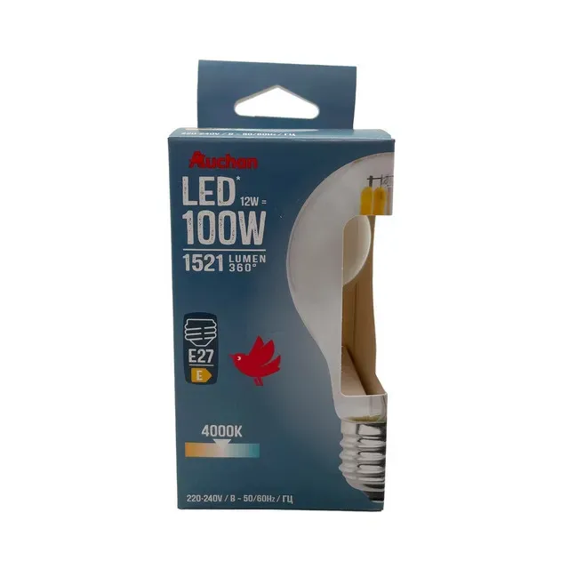Bec LED Auchan, E27, 12 / 100 W, lumina rece