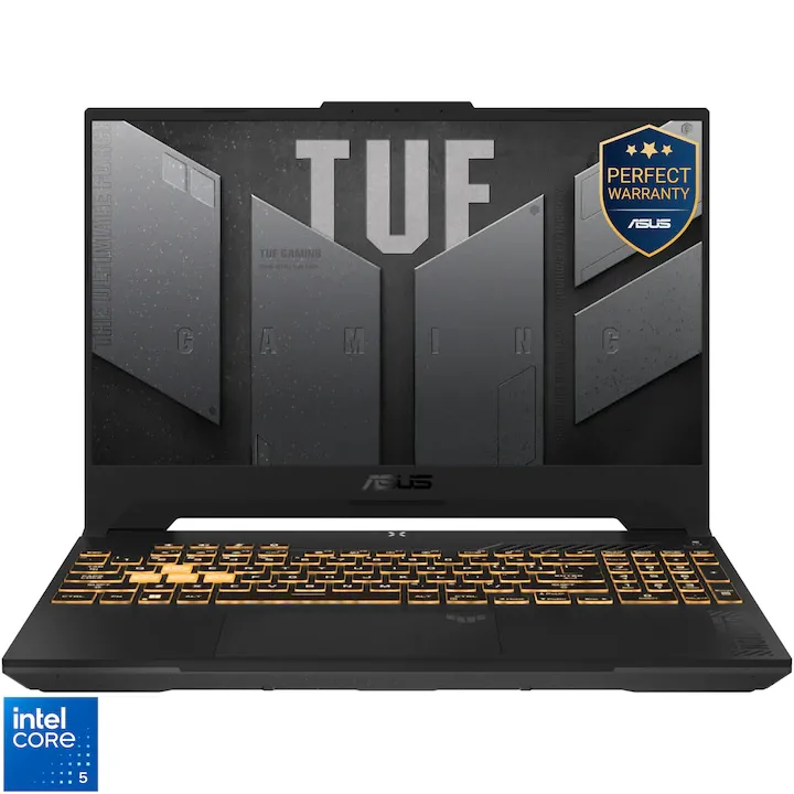 Gaming ASUS TUF F17 cu procesor Intel® Core™ 5 210H pana la 4.8GHz, 17.3'', Full HD, 144Hz, IPS, 16GB DDR4 RAM, 512GB SSD, NVIDIA® GeForce RTX™ 3050 6GB GDDR6, No OS, Mecha Gray
