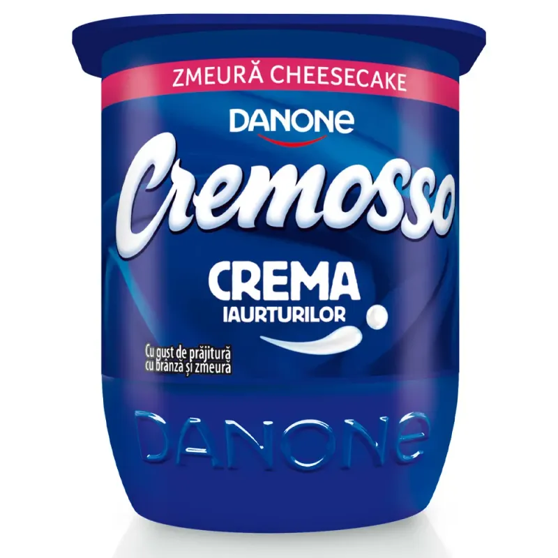 Iaurt cu zmeura si cheesecake Danone Cremosso, 125 g