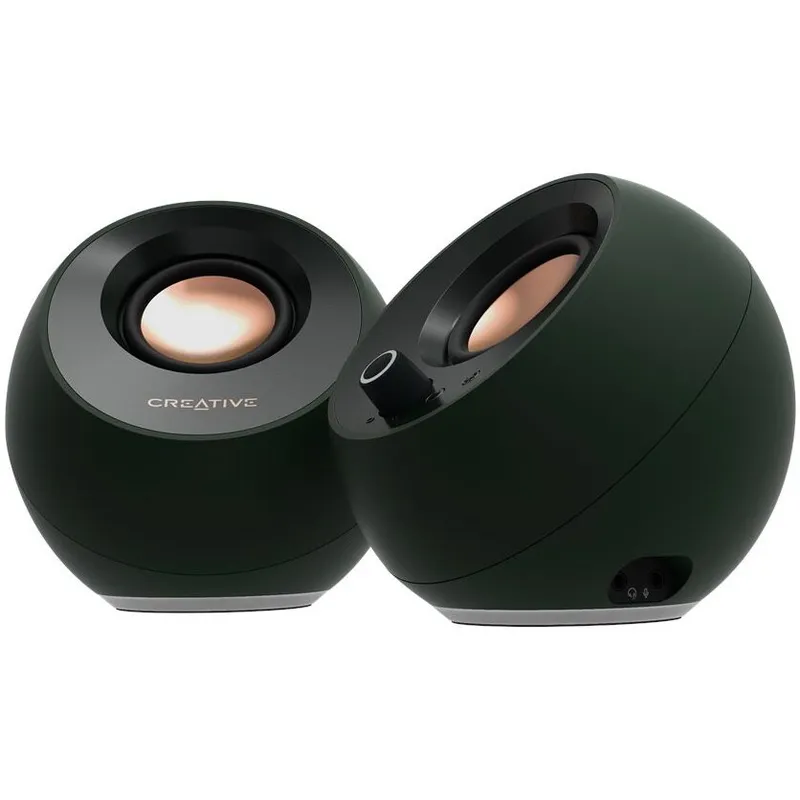 Boxe Creative Pebble Pebble Pro 2.0, 30W RMS, USB-C/PD, Bluetooth 5.3, Iluminare RGB, AUX-in casti si microfon, Alpine Green