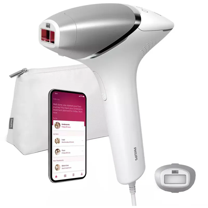 Epilator IPL PHILIPS Lumea Seria 8000 BRI940/00, 450.000 de impulsuri, 1 accesoriu, SenseIQ, retea, argintiu