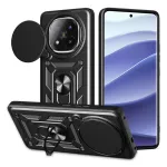 Husa pentru Xiaomi Redmi Note 14 Pro+ Plus Ring Armor Kickstand Tough Rugged Cover cu protectie camera Negru
