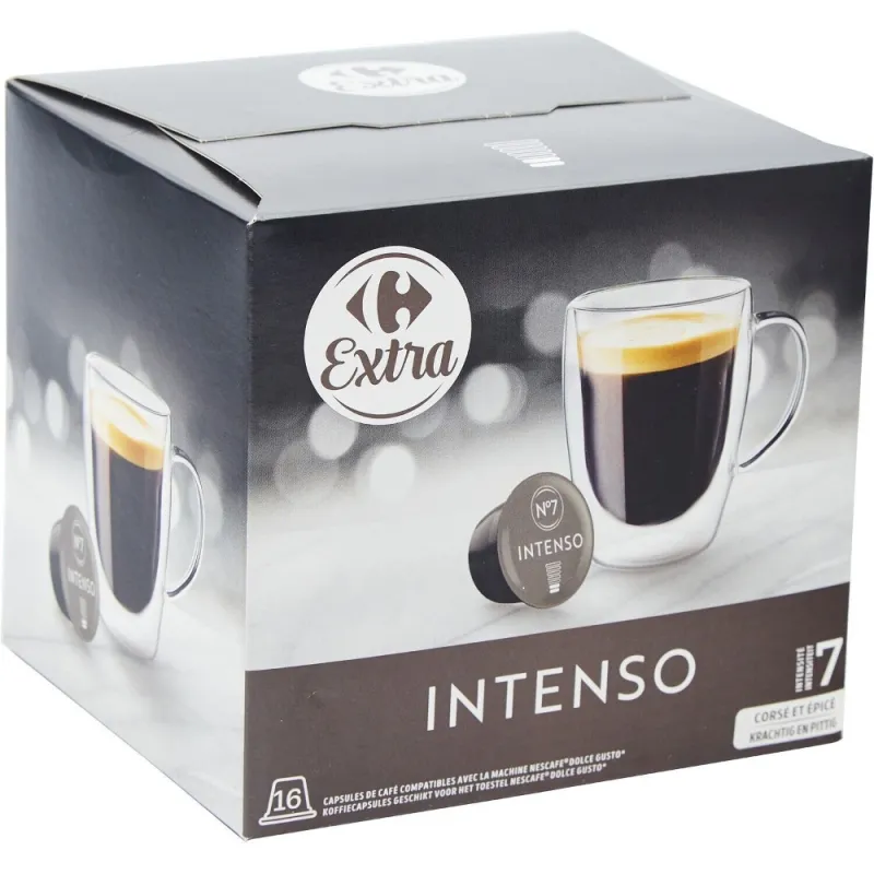 Capsule de cafea Carrefour Extra Intenso ,intensitate 7, 16 capsule, 104g