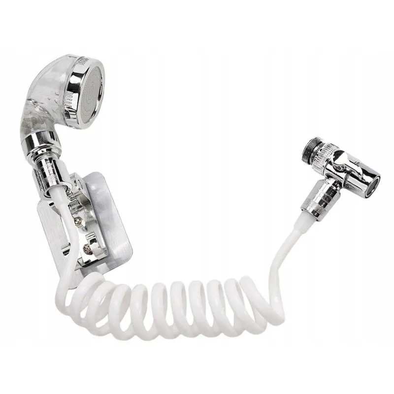 Extensie de dus pentru robinetul de chiuveta, Zola®, cu suport de perete, furtun flexibil, usor de instalat, argintiu
