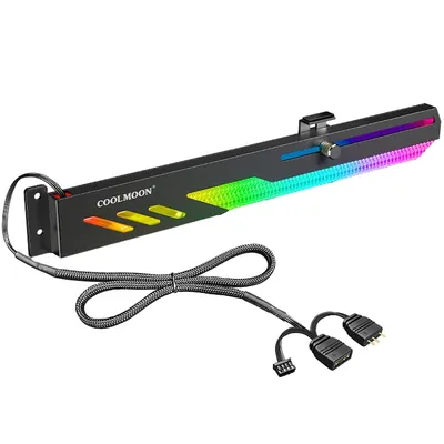 Suport stand placa video, Axroad Mall, Protejeaza placa de baza, Ajustabil inaltime, 5V 3Pini ARGB sync, Iluminare RGB, Tampoane de cauciuc glisante, Compatibil cu varietate sasiuri, Aliaj de aluminiu, 280x38mm, Negru