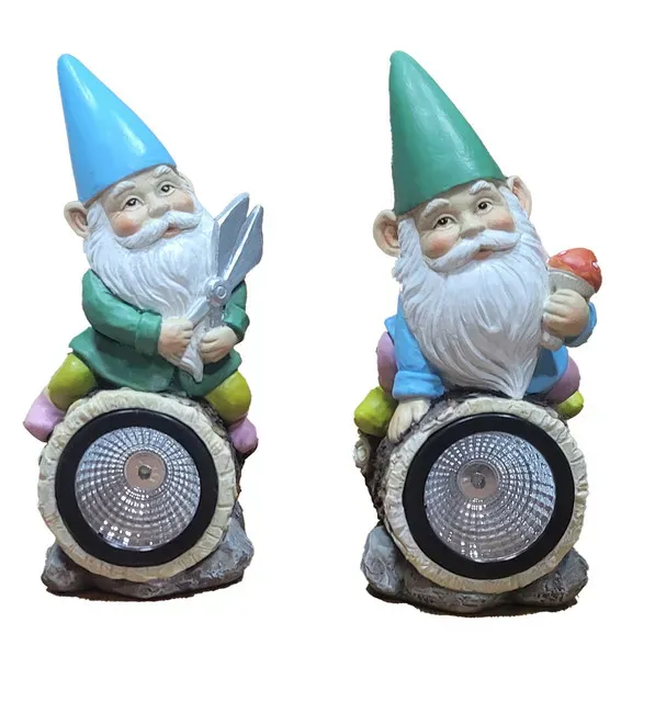 Decoratiune pitic cu lumina solara Garden Star, din polirasina, H19.5 cm, modele asortate
