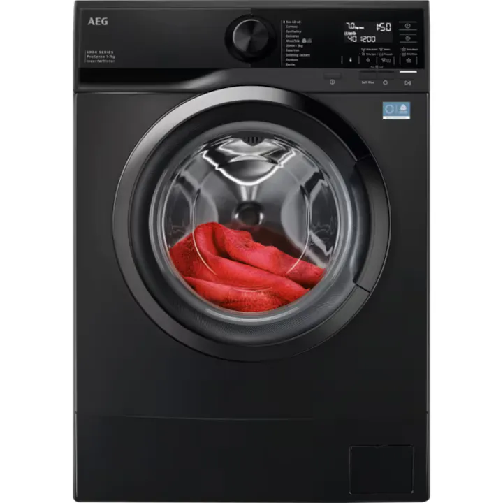 Masina de spalat rufe slim AEG L6SE47DXE SERIA6000, 7 kg, 1400 rpm, Clasa A, motor Inverter, LCD, tehnologie ProSense, Antialergic, 20' 3 kg, Jachete Puf, Outdoor, TimeSave, SoftPlus, , Adancime totala 48.6 cm, Culoare DarkSIlver